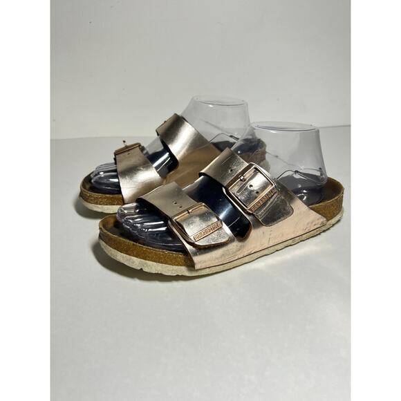 Birkenstock Metallic Copper Leather Arizona Adjust Sandal 38 Reg-Nar 7-7.5 - Picture 4 of 11